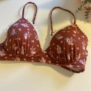 NWT 36B Shade Shore Floral Lace Target Summer Boho Bikini Top Free Shipping #042